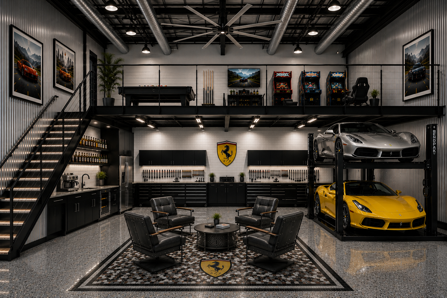 Double unit luxury garage interior